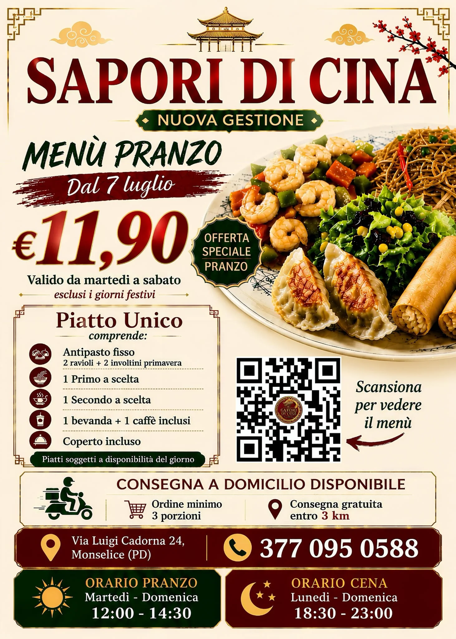 Locandina completa del menu pranzo Sapori di Cina